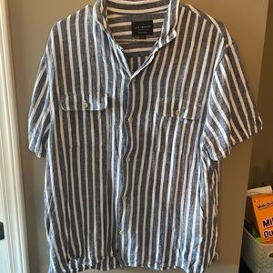 Lucky Brand Linen beach button up striped shirt